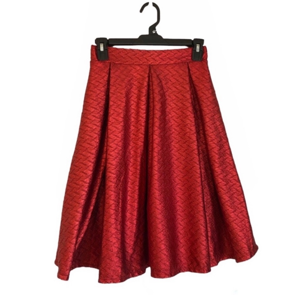 LulaRoe Red Shiny Textured Skirt